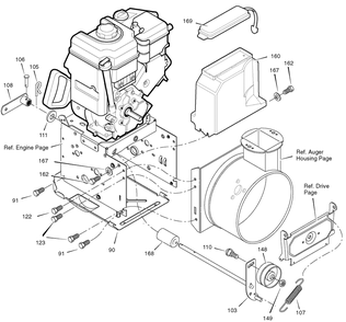 Frame Diagram and Parts List for 628104X16B 2004 Briggs and Stratton Snow Blower